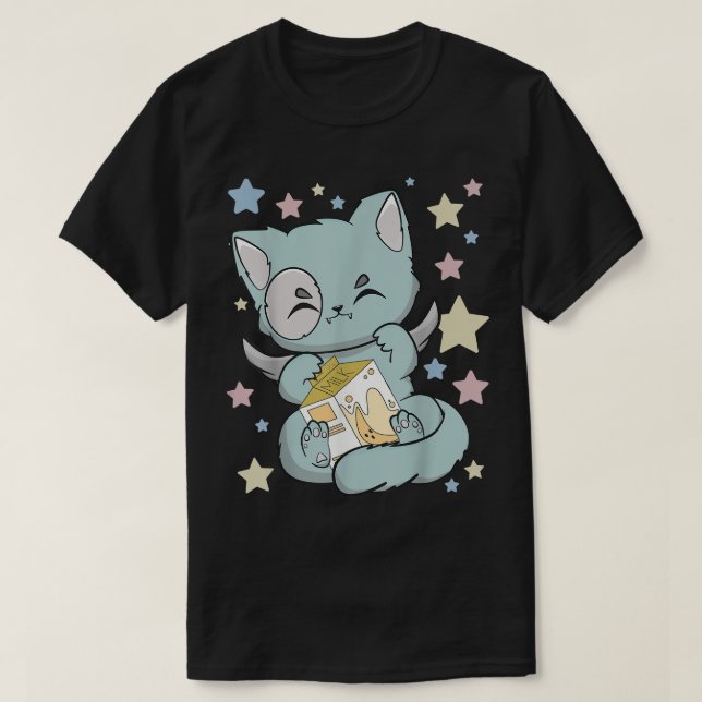 Camiseta Bebendo de Gato Gato-Gato-Gato-Gato-de-Banana Neko (Frente do Design)