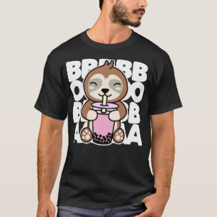 Camiseta Bebendo de Lama Boba Cute Kawaii Bubble Tea Dark