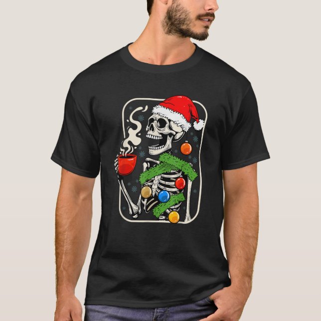 Camiseta Bebendo de Natal Luzes de café Xm (Frente)