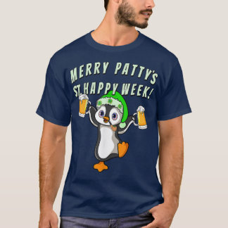 Camiseta Bebendo de Pinguim do Partido Dia de São Patrício