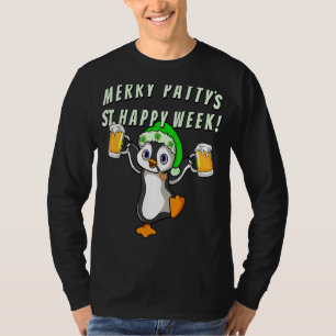 Camiseta Bebendo de Pinguim do Partido Dia de São Patrício 