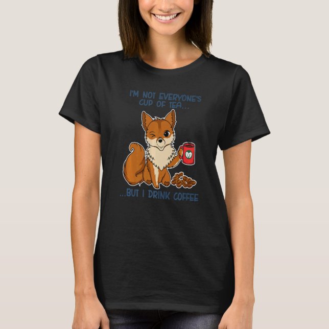 Camiseta Bebendo De Raposa Coffee Fox Animal Furry (Frente)