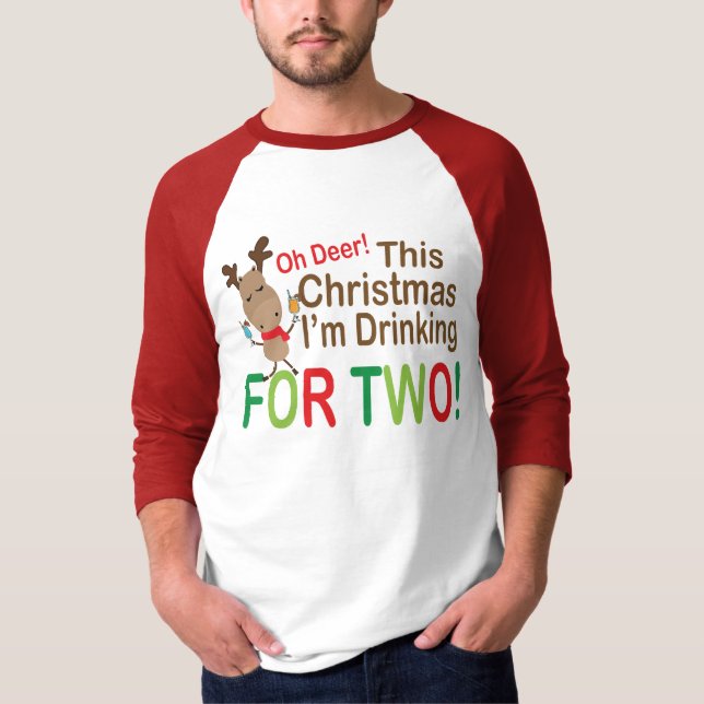 Camiseta bebendo de renas de Natal para duas gestantes (Frente)