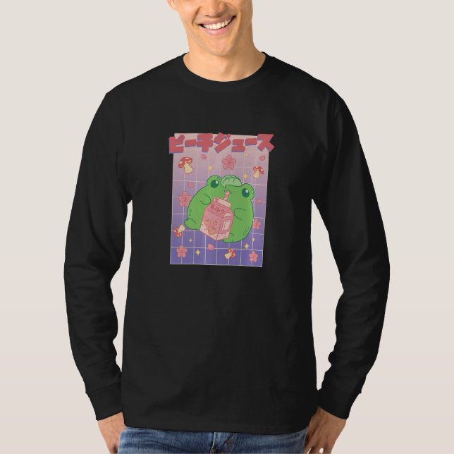 Camiseta Bebendo De sapo Sumo De Pêssego Bebida De Lata De  (Frente)