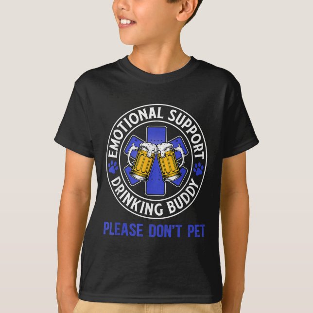 Camiseta Bebendo De Suporte Emocional Engraçado Para Adulto (Frente)