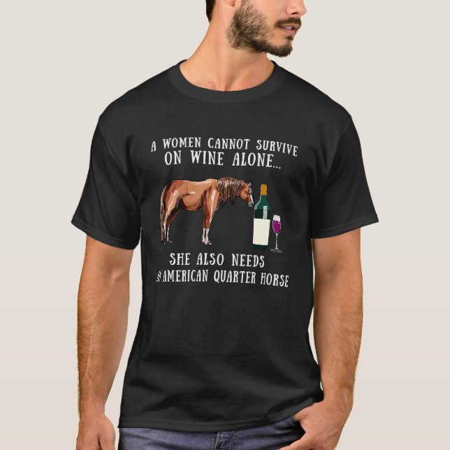 Camiseta Bebendo De Vinho E Cavalo Quarto Americano (Frente)