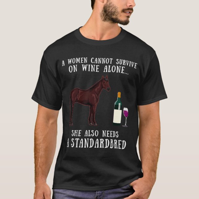 Camiseta Bebendo De Vinho E Tripulação De Cavalo De Base (Frente)