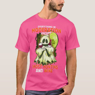 Camiseta Bebendo de vinho fantasma em Dia de as Bruxas engr