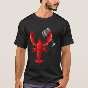 Camiseta Bebendo De Vinho Lagosta Vermelha Vinho