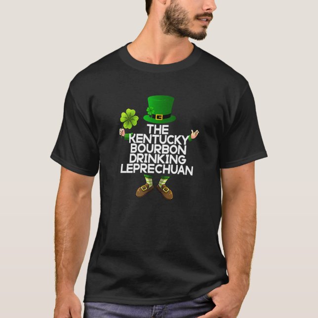 Camiseta Bebendo do Kentucky Bourbon Leprechuan Rua Engraça (Frente)