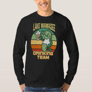 Camiseta Bebendo Do Lago Wawasee Equipe Engraçada Pesca De
