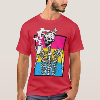 Camiseta Bebendo do Skeleton Café LGBTQ Orgulho Panseual Pa