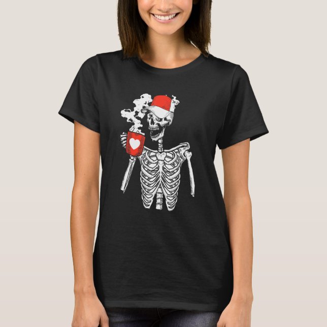 Camiseta Bebendo do Skelex Dia de os namorados do café Osso (Frente)