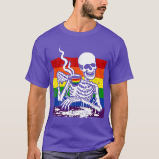 Camiseta Bebendo do Skelfee Café LGBTQ RetroOrgulho gay Fla