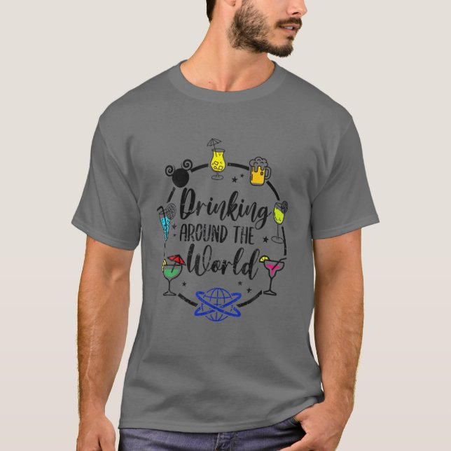Camiseta Bebendo Engraçado Ao Redor Do Bebendo Mundial Do V (Frente)