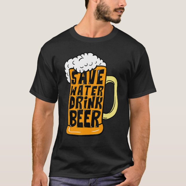 Camiseta Bebendo Engraçado De Vidro De Cerveja Poupa Água B (Frente)