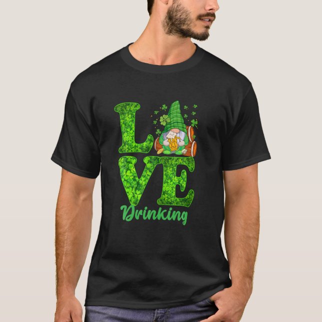 Camiseta Bebendo Engraçado Gnomo Beer Lover Feliz Rua Patch (Frente)
