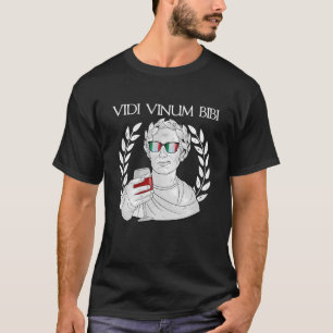 Camiseta Bebendo Engraçado Latim Eu Vi Vinho Eu Bebi Tasti 