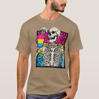 Camiseta Bebendo esquelético Café LGBTQ Leopardo Panseual P
