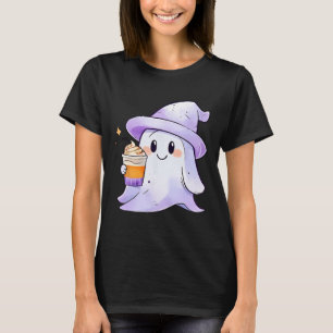 Camiseta Bebendo Fantasma Bonito Café Casal Café Halloween 