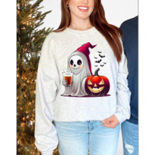 Camiseta Bebendo Fantasma Bonito De Café De Café De Hallowe