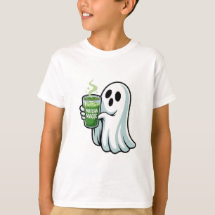 Camiseta Bebendo Fantasma do Spookie Halloween Matcha Drink