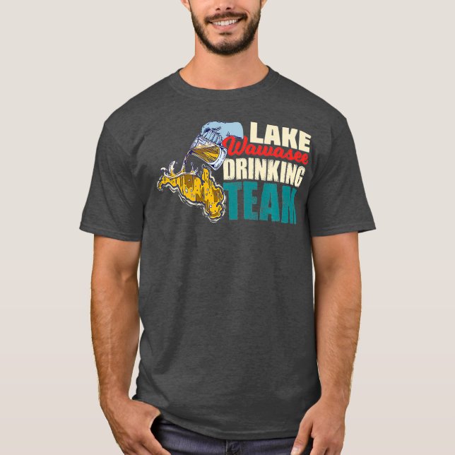 Camiseta Bebendo Funny Lake Wawasee Beer Team Presente (Frente)