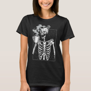 Camiseta Bebendo Funny Skeleton Caffeine Lover Coff