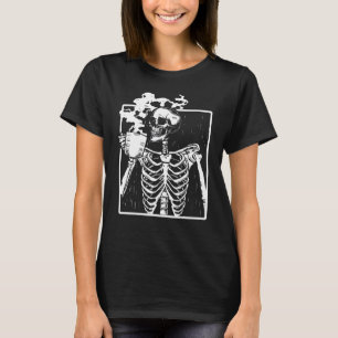 Camiseta Bebendo Funny Skeleton Caffeine Lover Coff
