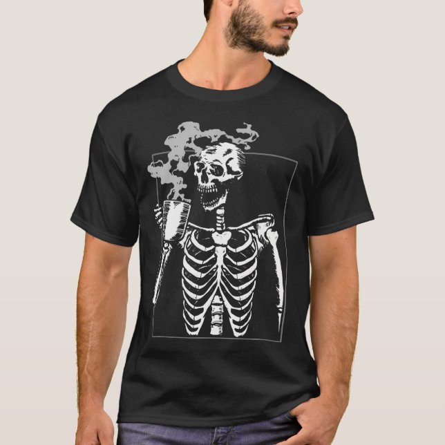 Camiseta Bebendo Funny Skeleton Caffeine Lover Coff (Frente)