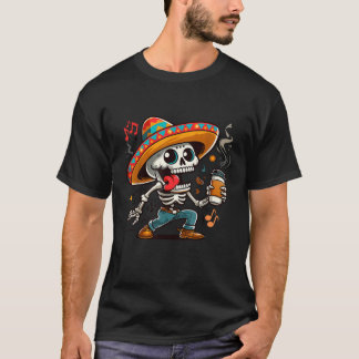Camiseta Bebendo mexicano Café Skeleton Café L