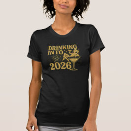 Camiseta Bebendo na Vintagem do Ano Novo de 2026