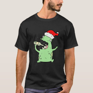 Camiseta Bebendo sapo Cerveja Engraçada Sapos Santa Hat