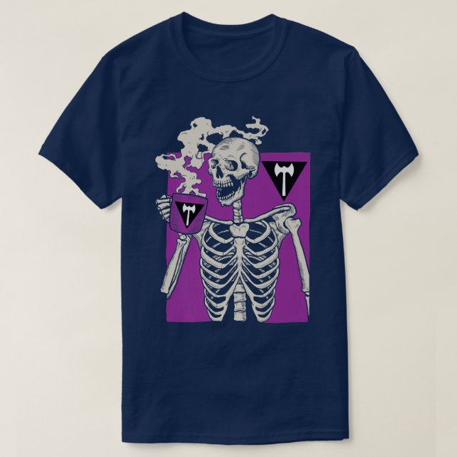 Camiseta Bebendo Skeleton Café LGBTQ Orgulho Lésbico Retro (Frente do Design)