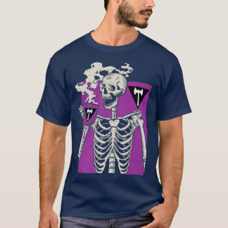 Camiseta Bebendo Skeleton Café LGBTQ Orgulho Lésbico Retro