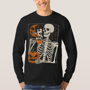 Camiseta Bebendo Skelex Café Lover Halloween LML