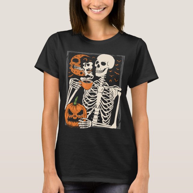 Camiseta Bebendo Skelex Café Lover Halloween Skype WM (Frente)