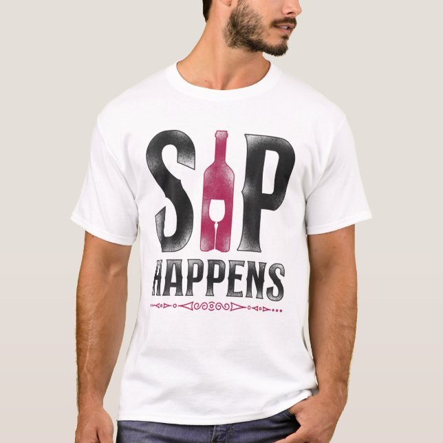 Camiseta Bebendo Sommelier Wine Pun Vintage Sip Ha (Frente)
