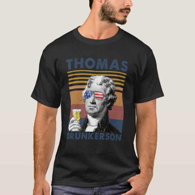 Camiseta Bebendo Thomas Drunkerson Partido 4 De Julho Jeff (Frente)