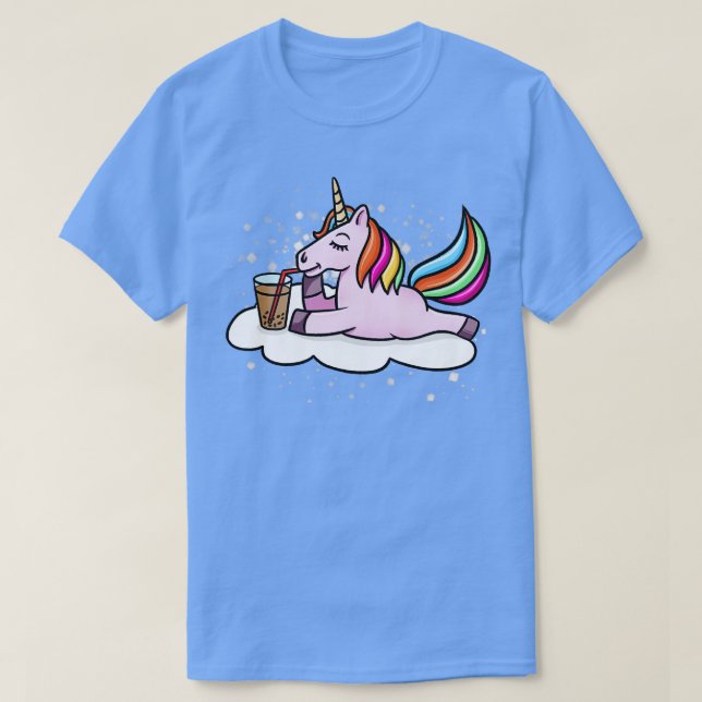 Camiseta Bebendo Unicorn Boba Milk Tea (Frente do Design)