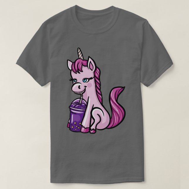 Camiseta Bebendo Unicorn Boba Milk Tea 2 (Frente do Design)