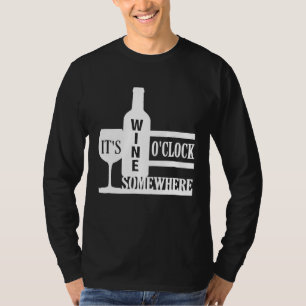 Camiseta Bebendo Vinho Fofo É Hora do Vinho em Algum Lugar