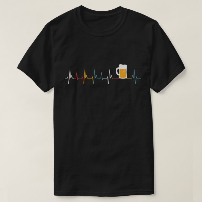 Camiseta Bebendo Vintage Gift Beer Heartbeat Men Mulheres (Frente do Design)