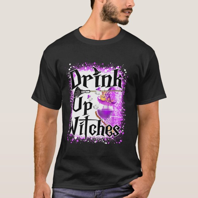 Camiseta Beber Bruxas Dia de as Bruxas engraçado Vinho De B (Frente)