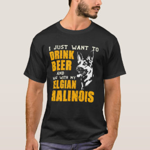 Camiseta Beber Cerveja Com Minha Malinois Belga