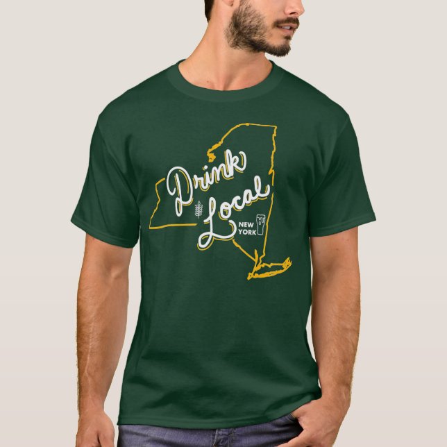 Camiseta Beber Cerveja de Artesanato Contorno Local de Nova (Frente)