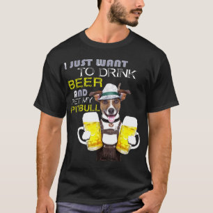 Camiseta Beber Cerveja E Acariciar Meu Pitbull Novo