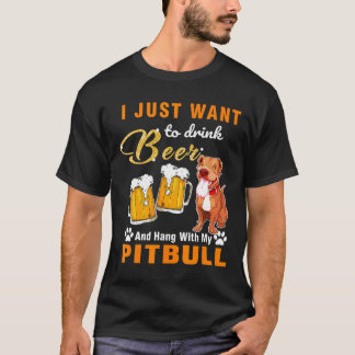 Camiseta Beber Cerveja E Sair Com Meu Pitbull