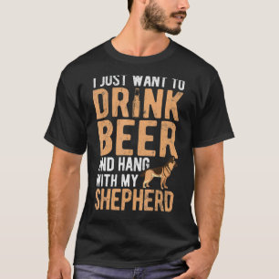 Camiseta Beber Cerveja Pendurar Com Meu Cachorro Pastor Ale