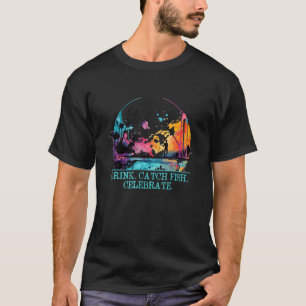 Camiseta Beber Pegar Peixe Celebrar Felicidade Amante Cerve